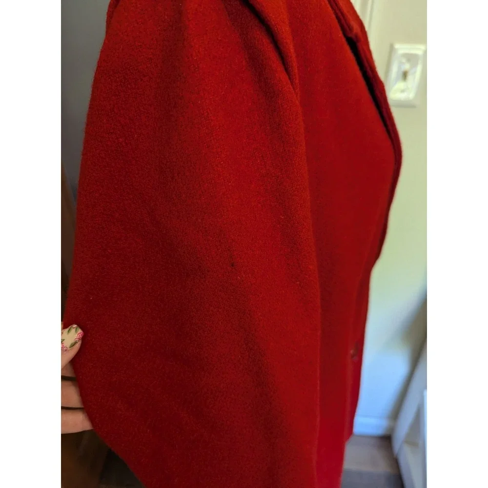 Vintage Shari Love Red Wool Blend Double Breasted‎ Coat Classic Pocket Winter